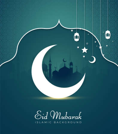 Vector Illustration of Eid Mubarak for the celebration of Islamic Community Festival. Greeting Card Design.のイラスト素材