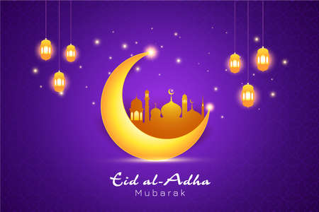 Vector Illustration of Eid Mubarak for the celebration of Islamic Community Festival Eid al-Adha.のイラスト素材