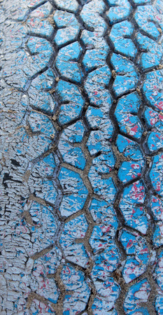 Old rubber tires, painted multicolored paintの写真素材