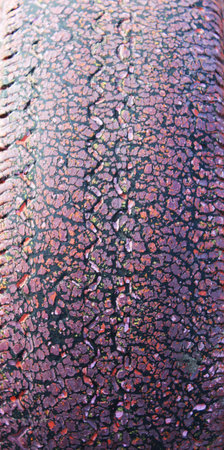 Old rubber tires, painted multicolored paint