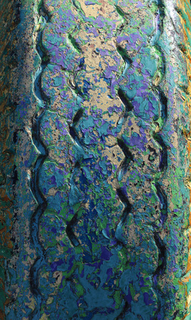 Old rubber tires, painted multicolored paintの写真素材