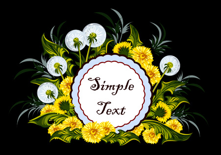 beautiful card with dandelions naturalismのイラスト素材