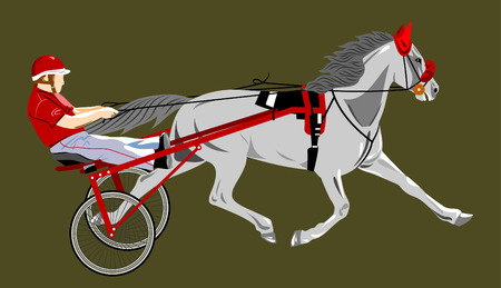 horse chariot carrying a riderのイラスト素材
