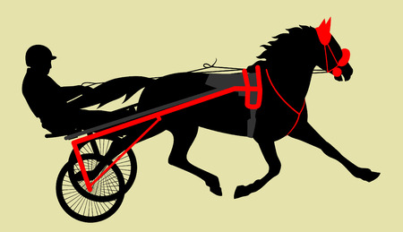 horse chariot carrying a riderのイラスト素材