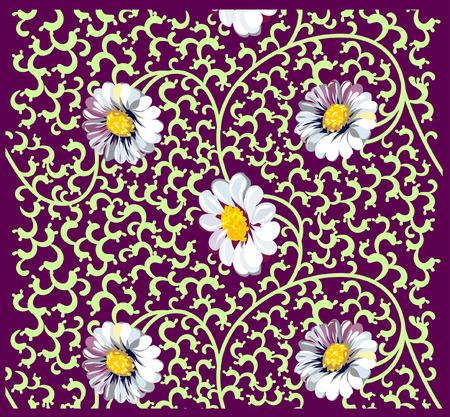 Flower decoration in Japanese style with daisiesのイラスト素材