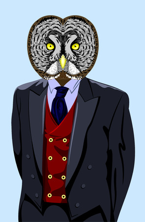 portrait of an owl in a business suitのイラスト素材