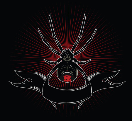 Black Widow Spider, banner and card suit of spadesの写真素材