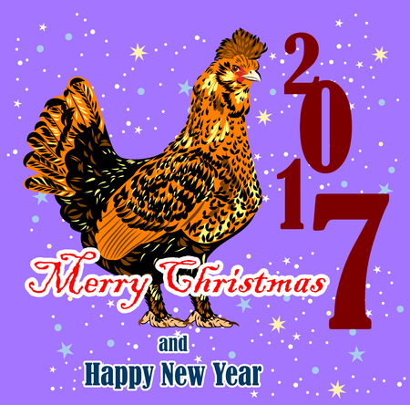 Image of elegant, beautiful, rooster (symbol in 2017 by the Chinese calendar)のイラスト素材