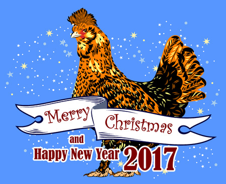 Image of elegant, beautiful, rooster (symbol in 2017 by the Chinese calendar)のイラスト素材