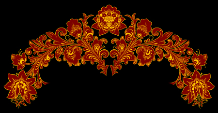 The traditional Russian floral pattern Khokhloma, painted elementsのイラスト素材