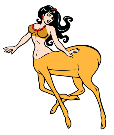 Beautiful girl with long hair centaur. Mythical creatures mythology.のイラスト素材