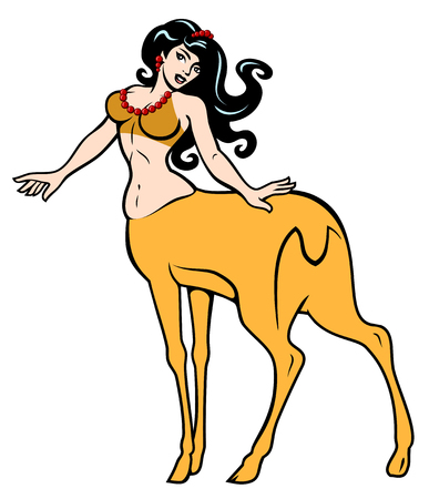 Beautiful girl with long hair centaur. Mythical creatures mythology.のイラスト素材