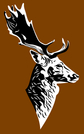 Portrait of a deer with huge antlersのイラスト素材