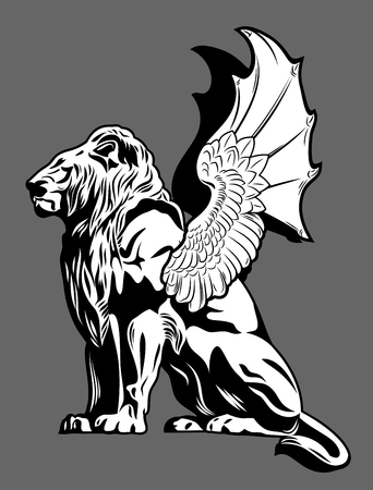 Stone statue of a lionのイラスト素材