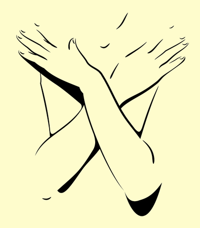 female torso with arms crossedのイラスト素材