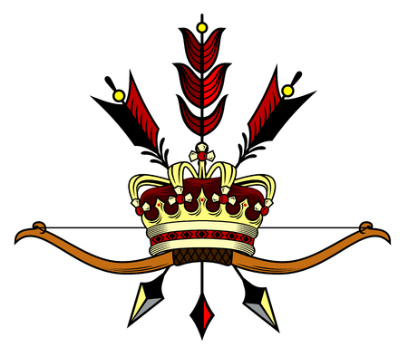Golden crown with arrows Vector illustration.のイラスト素材