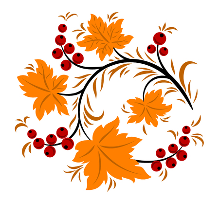 beautiful decorative pattern of branches and berriesのイラスト素材