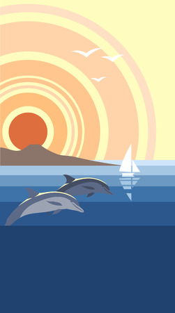 South Sea, a picture in a retro styleのイラスト素材