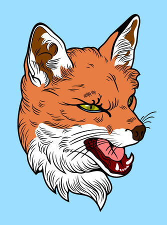 Portrait of a faded fox in the old cheek tattoo styleのイラスト素材