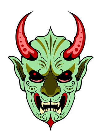An image of an evil Japanese demon with hornsのイラスト素材