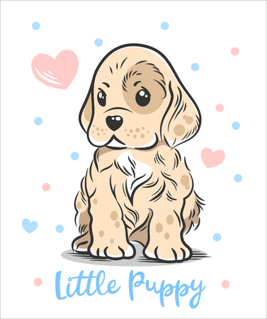 Vector illustration of a cute, funny Baby puppy spanielのイラスト素材