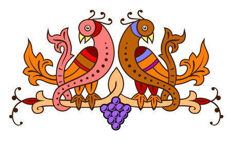 Abstract image of a bird sitting on a vineのイラスト素材