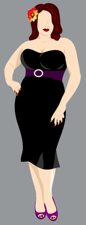portrait of a fat girl in a full-length dress