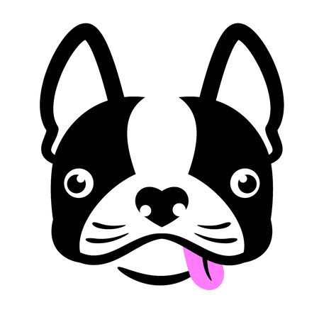 Funny and cute portrait of a french bulldogのイラスト素材