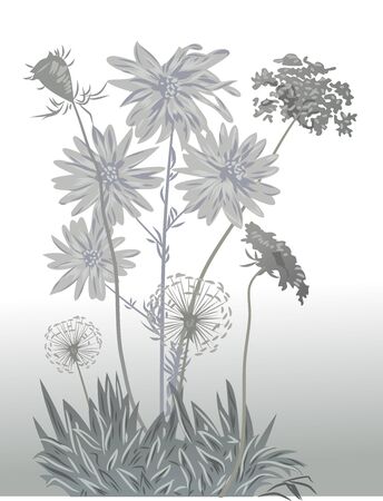 delicate wildflowers in soft colorsのイラスト素材