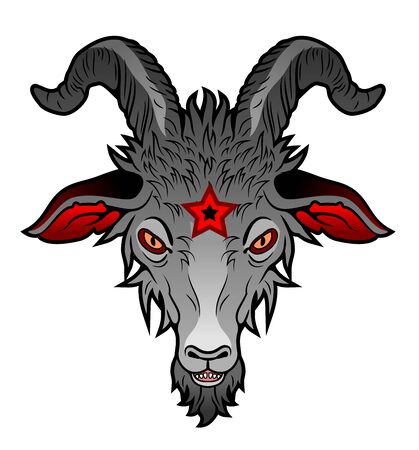 Goat face in vintage styleのイラスト素材