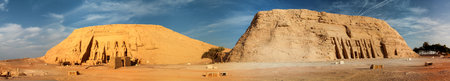 Panorama of Ramesses II and Nefertari temple in Abu Simbelの写真素材