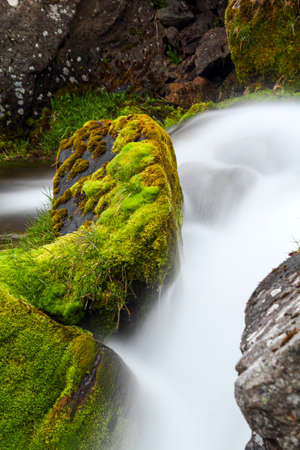 Small waterfall at Seydisfjordur townの写真素材