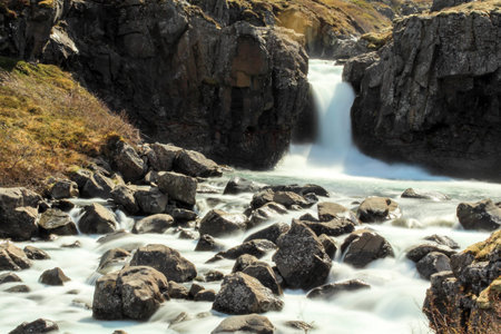 Little water cascade in the Westfjords, Icelandの写真素材