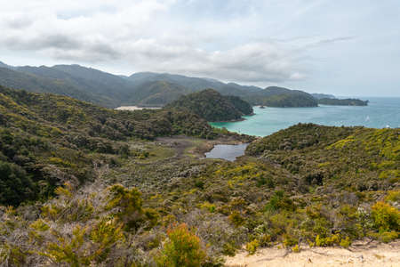 Hiking the famous Abel Tasman National Park, South Island of New Zealandの写真素材