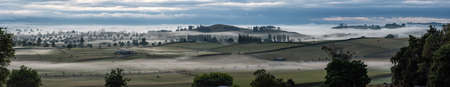 Great pasture landscape in the early morning at Matamata, North Island of New Zealandの写真素材