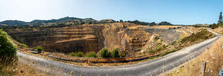 Huge mining hole at Waihi gold mine in New Zealandの写真素材