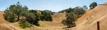 Panoramic view of crater at One Tree Hill in Auckland, New Zealandの写真素材