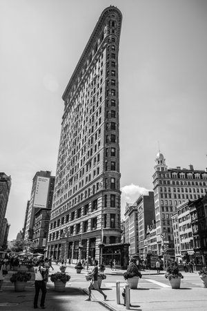 Famous Flatiron skyscraper in New York City, USAの写真素材