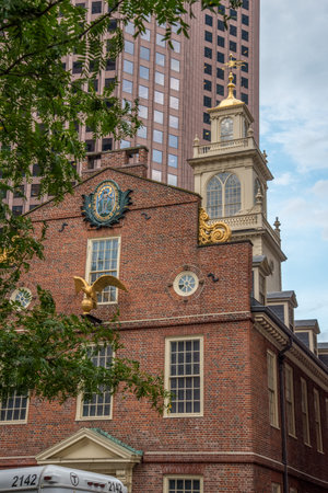 Famous old state house at the Boston freedom trail, Boston, USAの写真素材