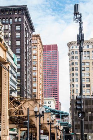 Skyscrapers in downtown Chicago, United Statesの写真素材