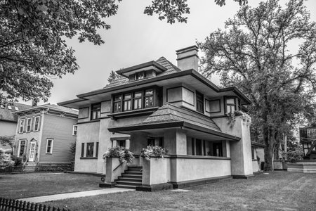 Frank W. Thomas house of famous architect Frank Lloyd Wright in Oak Park, USAの写真素材