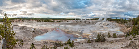 Steaming Mud Pod Area in famous Yellowstone National Park, USAの写真素材