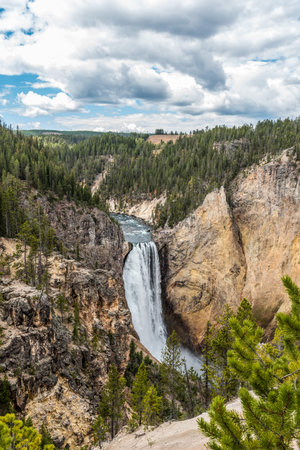 River flowing through the popular Grand Canyon of the Yellowstone, USAの写真素材