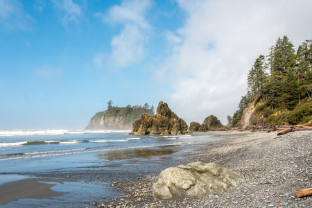 Famous Ruby Beach on the Pacific coast, Olympic National Park, USAの写真素材