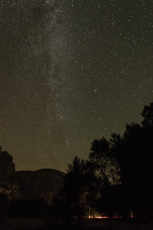 Great starry night with view of the Milky Way in the Yosemite Valley, USAの写真素材