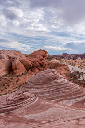 Iconic Fire Wave rock formation in the Valley of Fire State Park, USAの写真素材