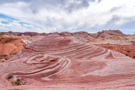 Iconic Fire Wave rock formation in the Valley of Fire State Park, USAの写真素材