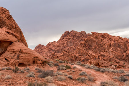 Magnificent red colored rock in the Valley of Fire, Nevada, USAの写真素材