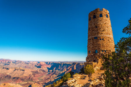 The Desert View Watchtower in Native Americans style, Grand Canyon, USAのeditorial素材