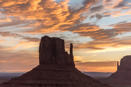 Great magnificent sunrise over the Monument Valley, Arizona, USAの写真素材